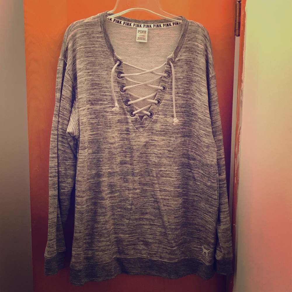 VS PINK LACE UP SWEATSHIRT